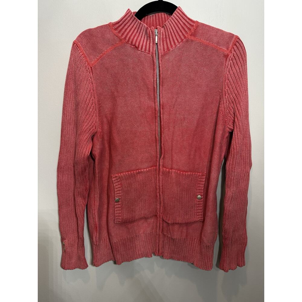Guide Series Full Zip Sweater Pockets Ribbed Size Large Cotton High Neck Outdoor